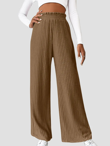 Ribbed High Waist Pants - Premium Women Pants from Trendsi - Just $29.99! Shop now at Handbags Specialist Headquarter