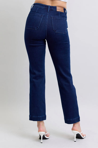 Judy Blue Full Size Hw Work Wear Knee Patch Straight Jeans Plus Size - Premium Women / Jeans & Denim from Trendsi - Just $66.99! Shop now at Handbags Specialist Headquarter