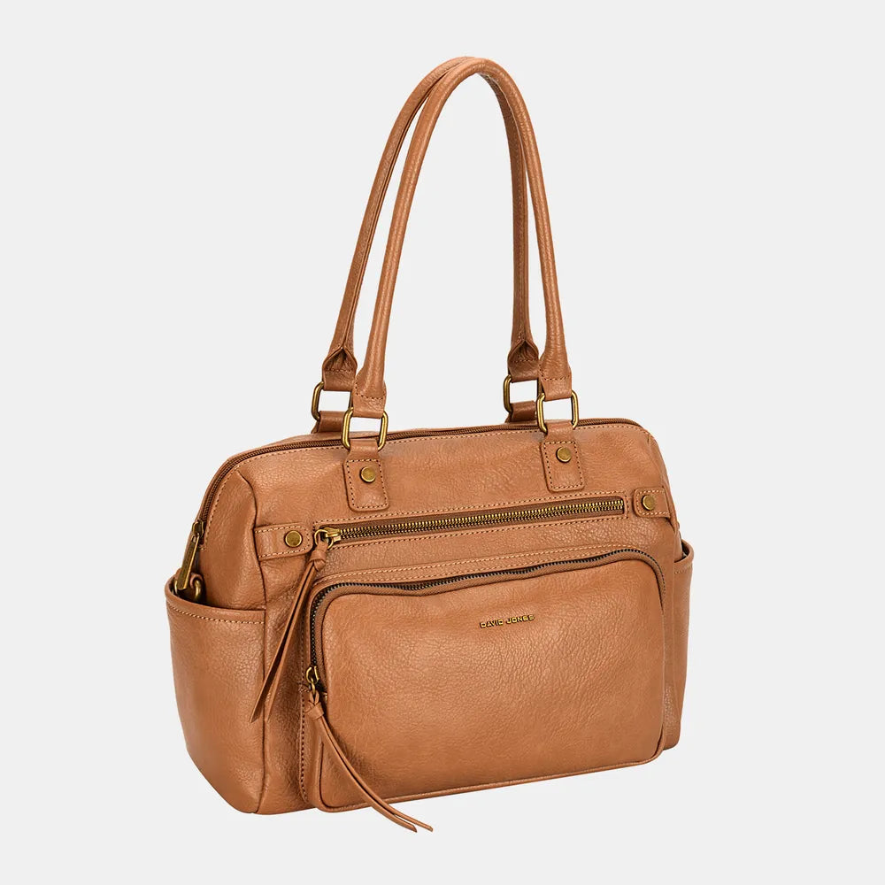 David Jones Zipper PU Leather Handbag - Premium Tote Bag from Trendsi - Just $51.99! Shop now at Handbags Specialist Headquarter