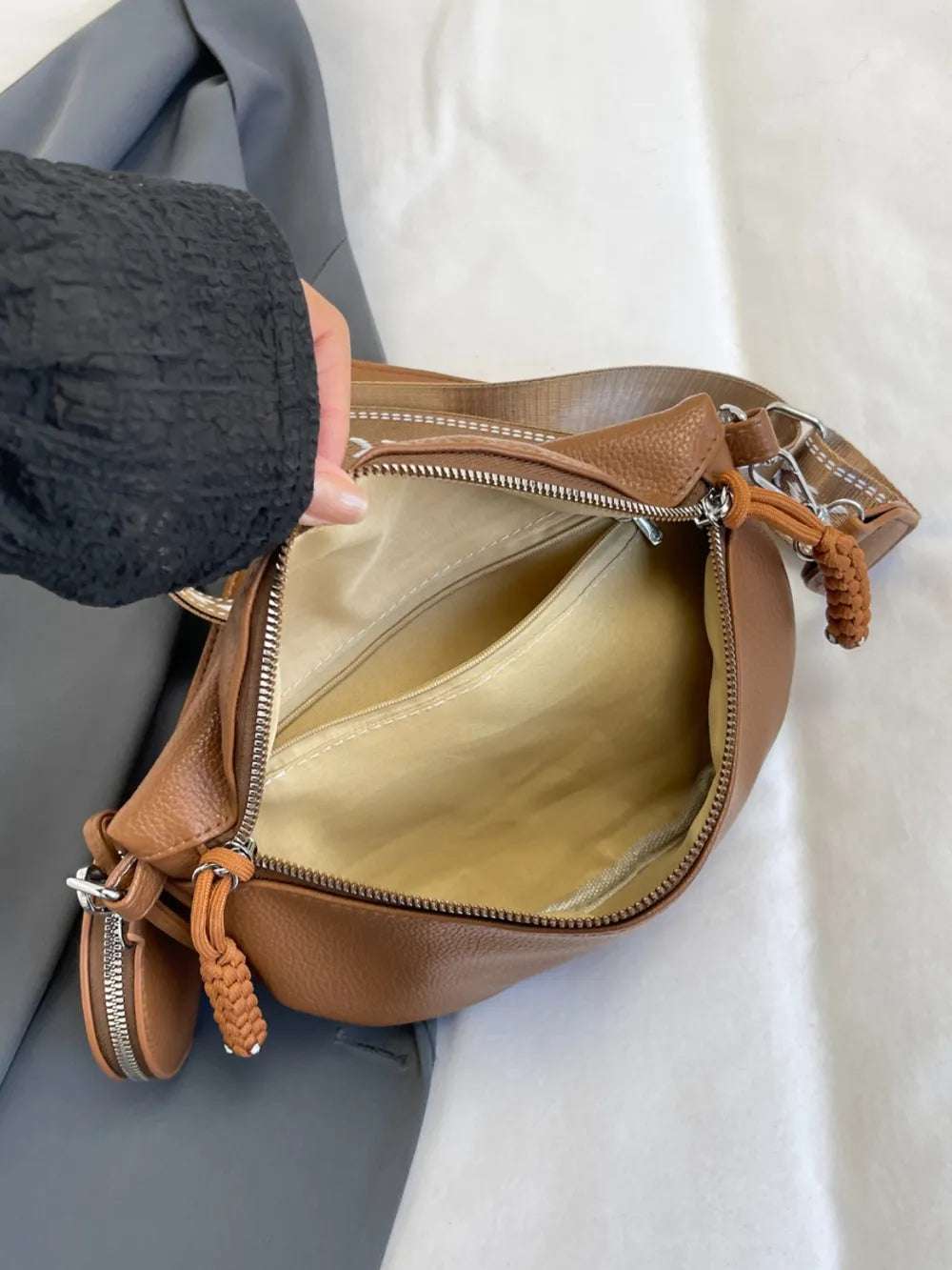 PU Leather Adjustable Strap Crossbody Bag with Coin Purse - Premium Crossbody Bag from Trendsi - Just $27.99! Shop now at Handbags Specialist Headquarter