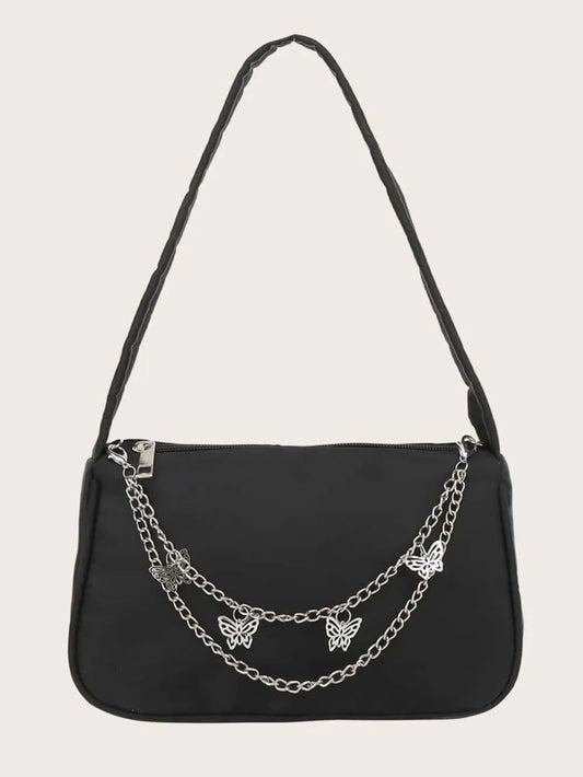 Butterfly Chain Polyester Handbag - Premium handbags from Trendsi - Just $14.99! Shop now at Handbags Specialist Headquarter