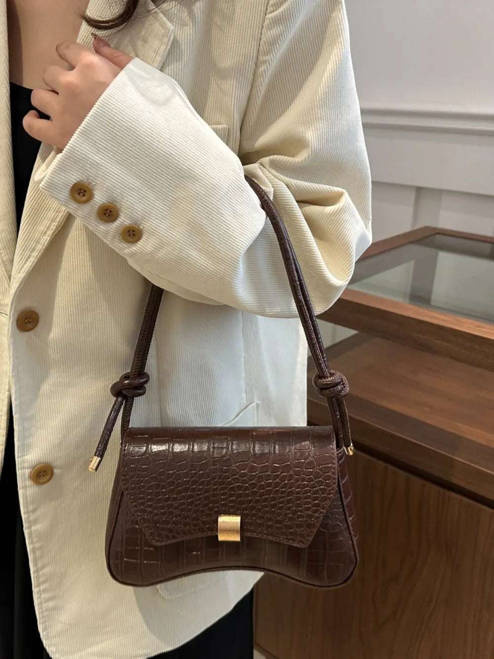 PU Leather Texture Crossbody Bag - Premium Crossbody Bag from Trendsi - Just $19.99! Shop now at Handbags Specialist Headquarter
