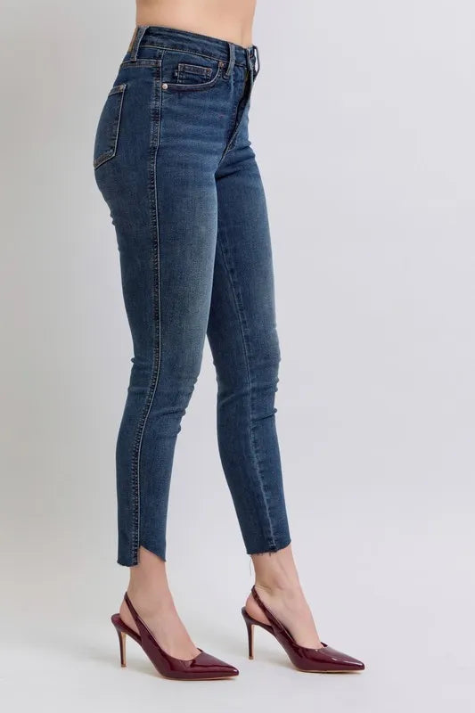 Judy Blue Full Size High Waist Tummy Control Step Hem Skinny Jeans Plus Size - Premium Women / Jeans & Denim from Trendsi - Just $61.99! Shop now at Handbags Specialist Headquarter
