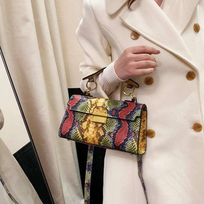 PU Leather Snakeskin Print Crossbody Bag - Premium Crossbody Bag from Trendsi - Just $35.99! Shop now at Handbags Specialist Headquarter