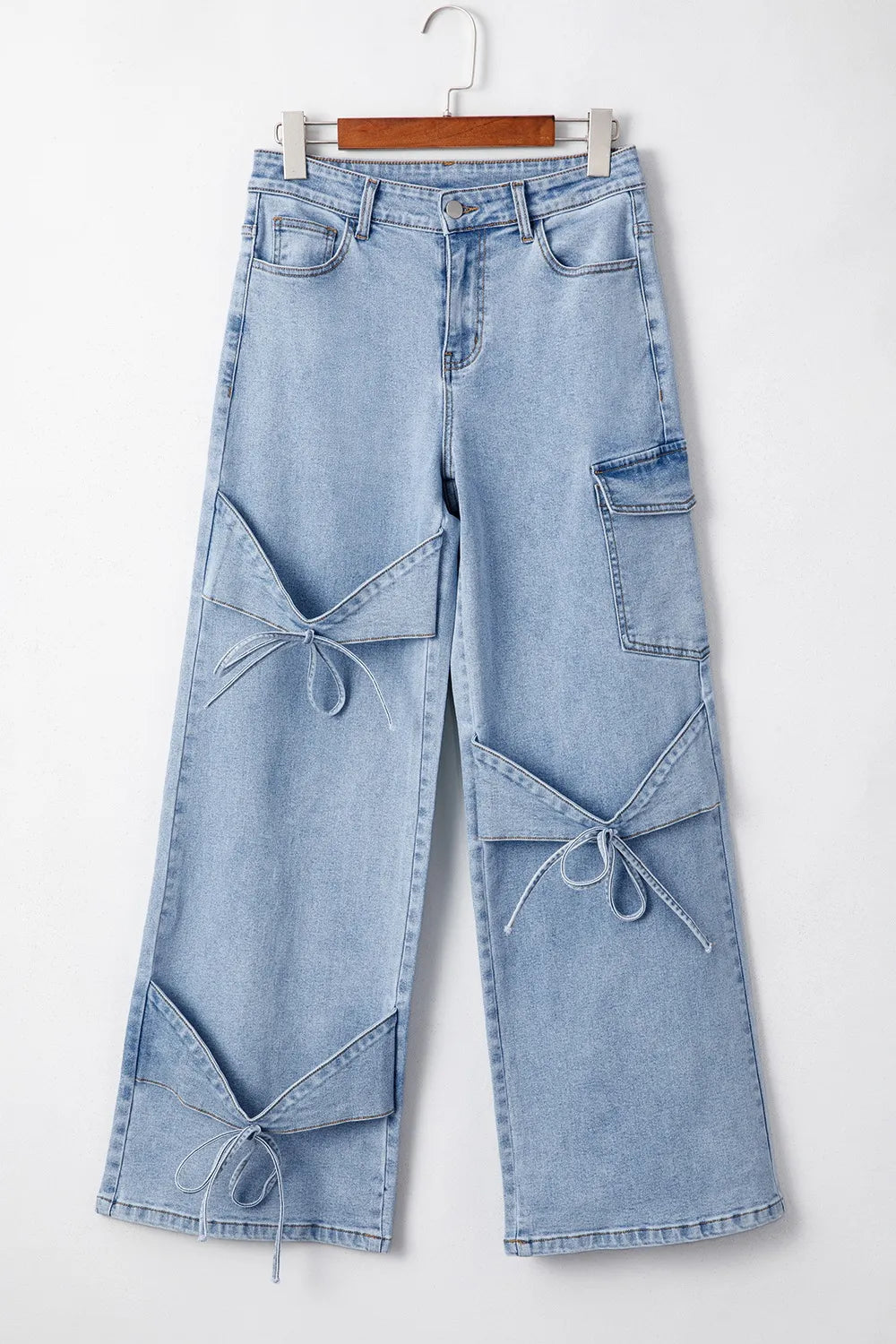 Bowknot Decor Cargo Jeans - Premium Women / Jeans & Denim from Trendsi - Just $56.70! Shop now at Handbags Specialist Headquarter