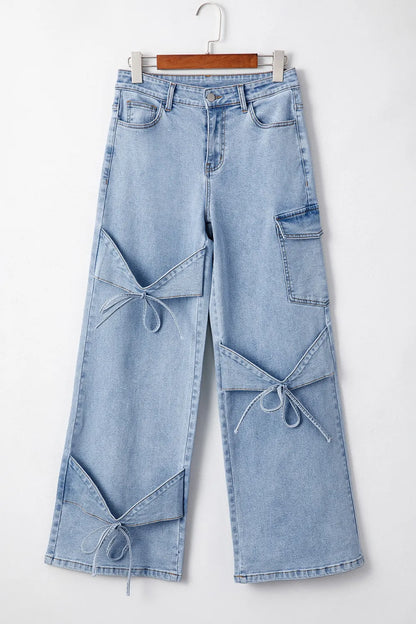 Bowknot Decor Cargo Jeans - Premium Women / Jeans & Denim from Trendsi - Just $56.70! Shop now at Handbags Specialist Headquarter