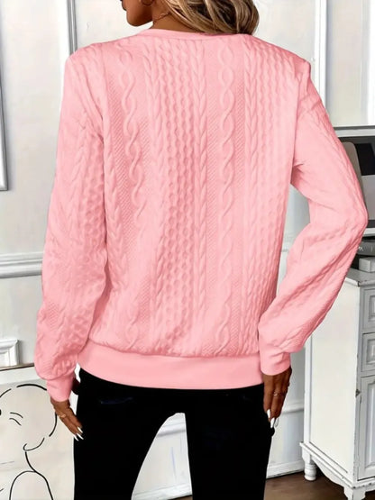 Texture Half Zip Long Sleeve Sweatshirt - Premium Tops from Trendsi - Just $22.16! Shop now at Handbags Specialist Headquarter