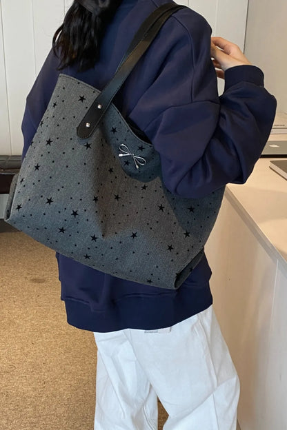 Polyester Bow Polka Dot Tote Bag - Premium Tote Bag from Trendsi - Just $39.99! Shop now at Handbags Specialist Headquarter