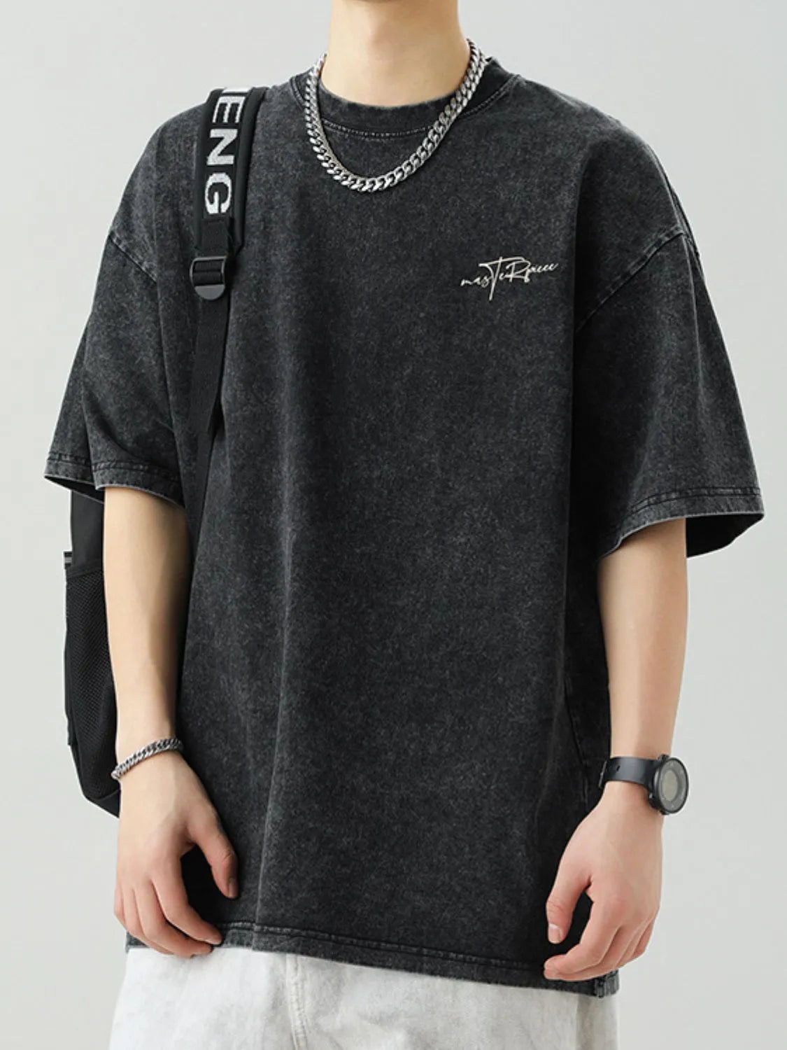 Men's Plus Size Round Neck Letter Graphic T-Shirt - Premium Men's T-Shirt from Trendsi - Just $27.99! Shop now at Handbags Specialist Headquarter