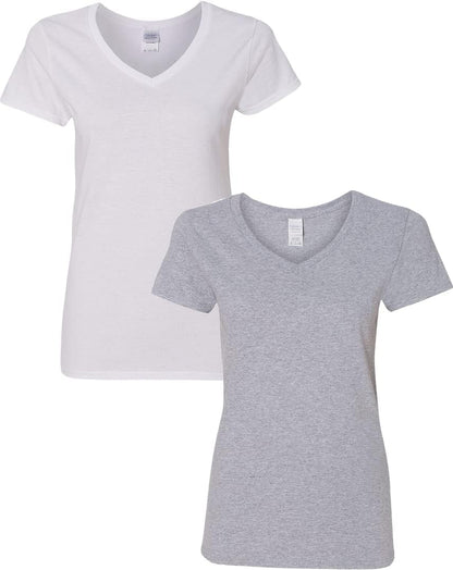 Gildan V-Neck Cotton Tee Duo for Women