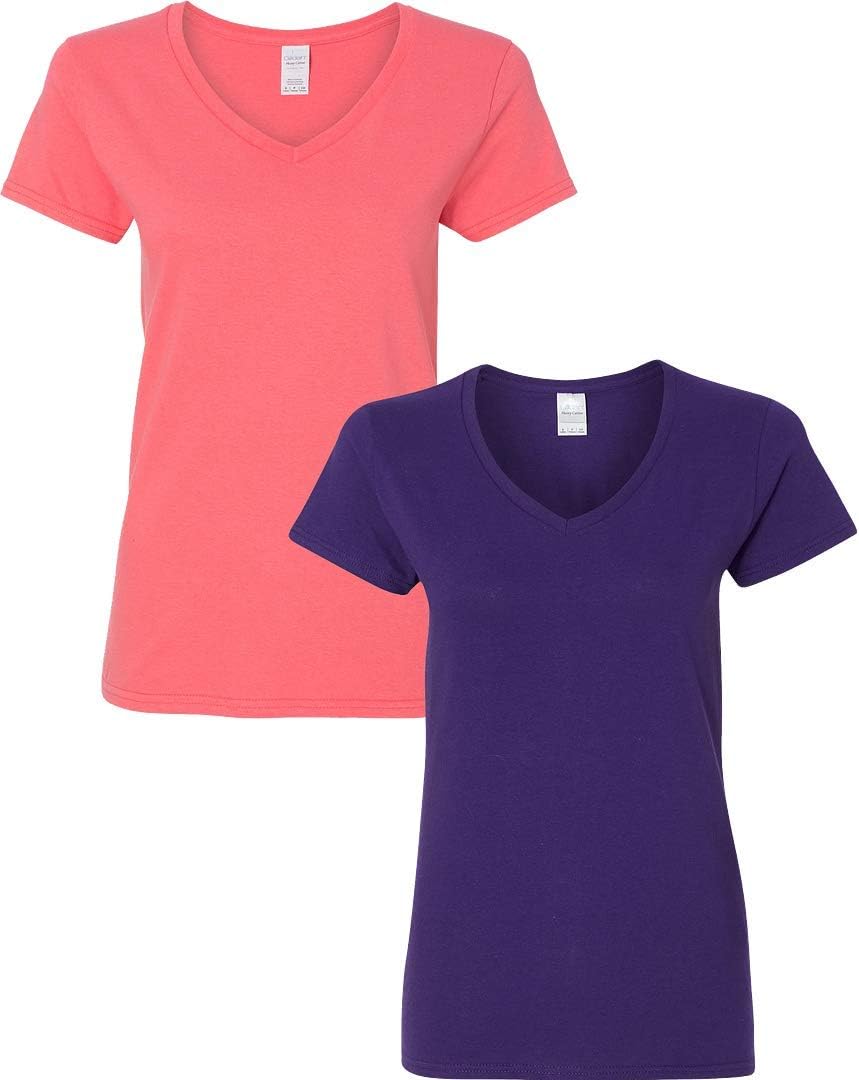 Gildan V-Neck Cotton Tee Duo for Women
