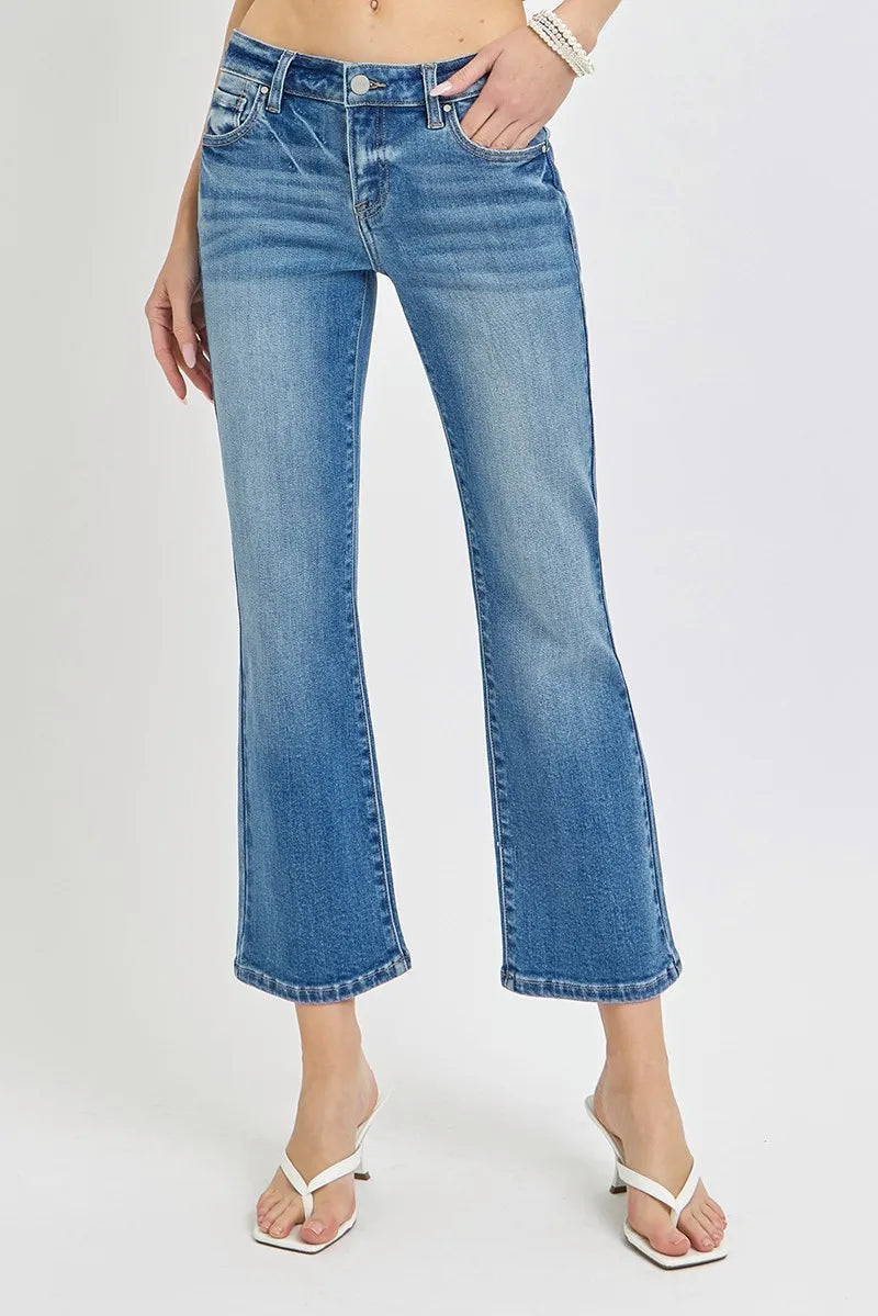 RISEN Full Size Low Rise Crop Flare Jeans Plus Size - Premium Women / Jeans & Denim from Trendsi - Just $64.99! Shop now at Handbags Specialist Headquarter
