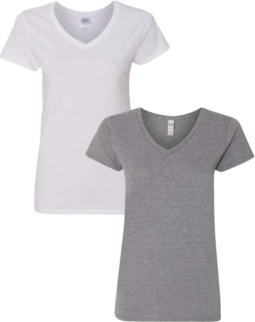 Gildan V-Neck Cotton Tee Duo for Women