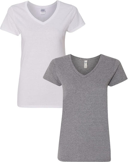 Gildan V-Neck Cotton Tee Duo for Women