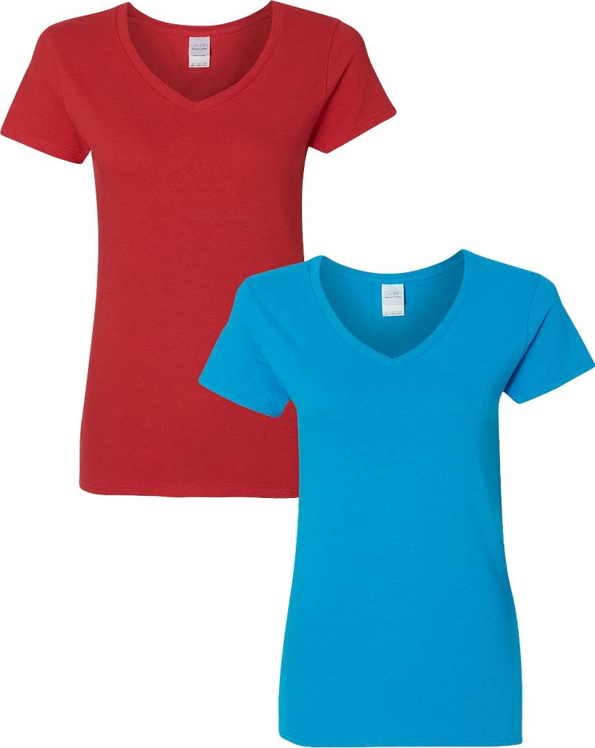 Gildan V-Neck Cotton Tee Duo for Women