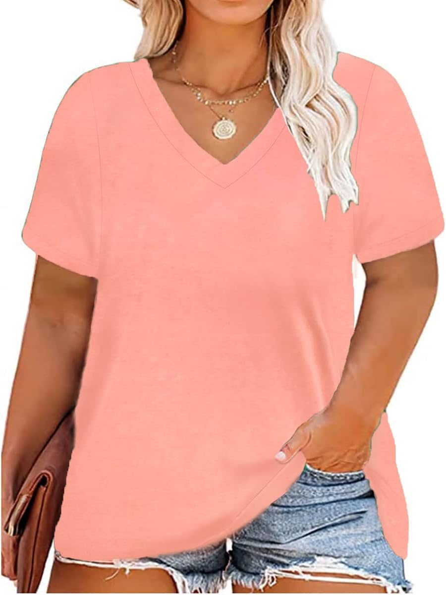 Floral V-Neck Plus Size Tunic Tops for Women