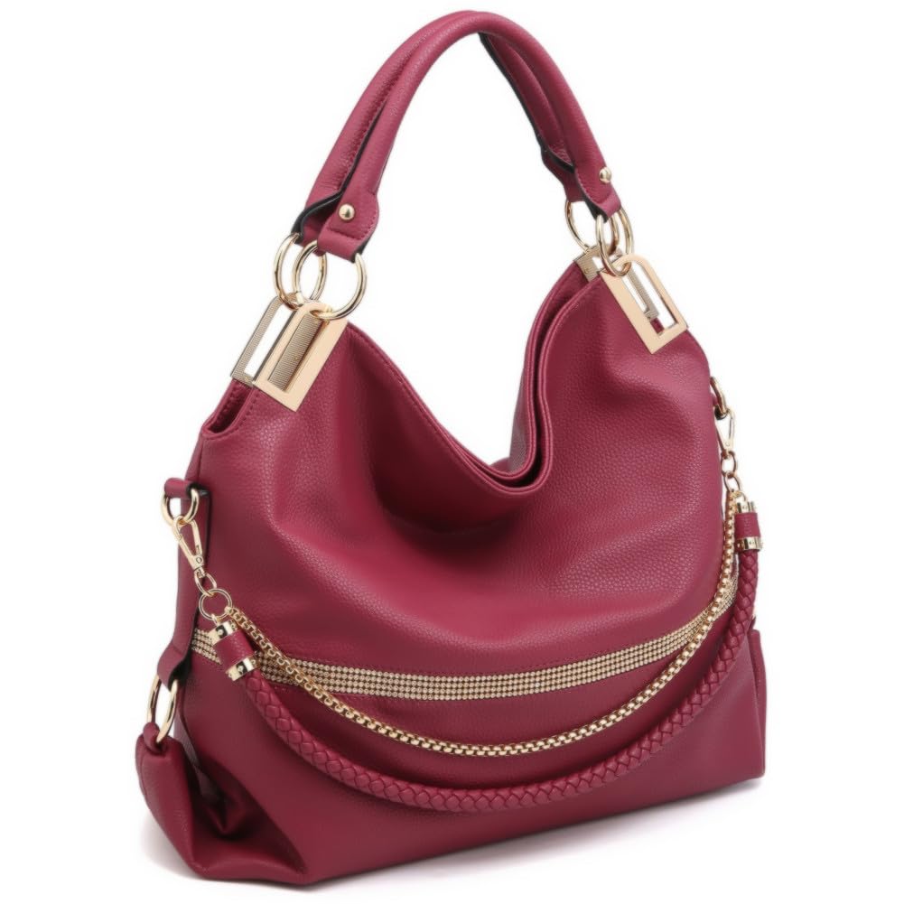 Dasein Luxe Vegan Hobo Bag with Rhinestones