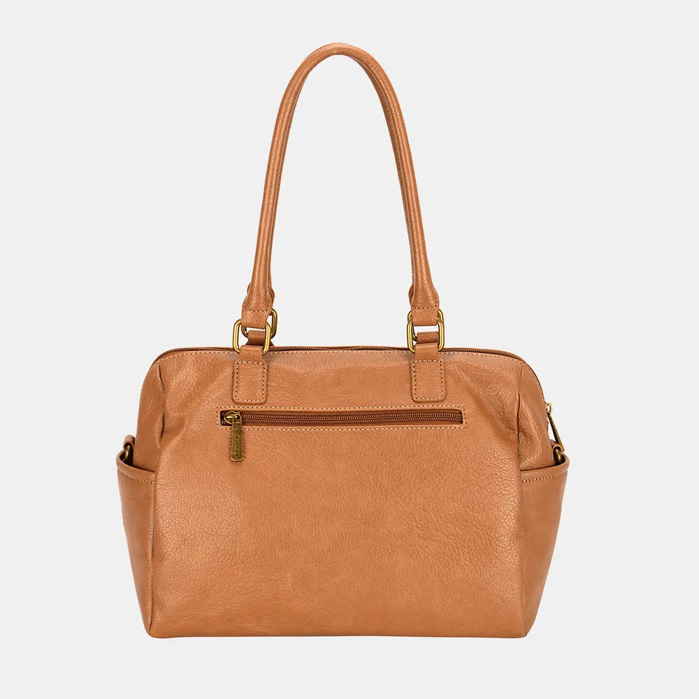David Jones Zipper PU Leather Handbag - Premium Tote Bag from Trendsi - Just $51.99! Shop now at Handbags Specialist Headquarter