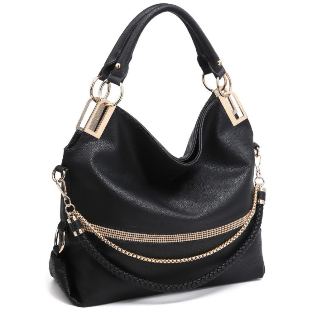 Dasein Luxe Vegan Hobo Bag with Rhinestones