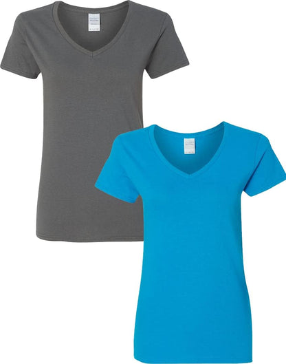 Gildan V-Neck Cotton Tee Duo for Women