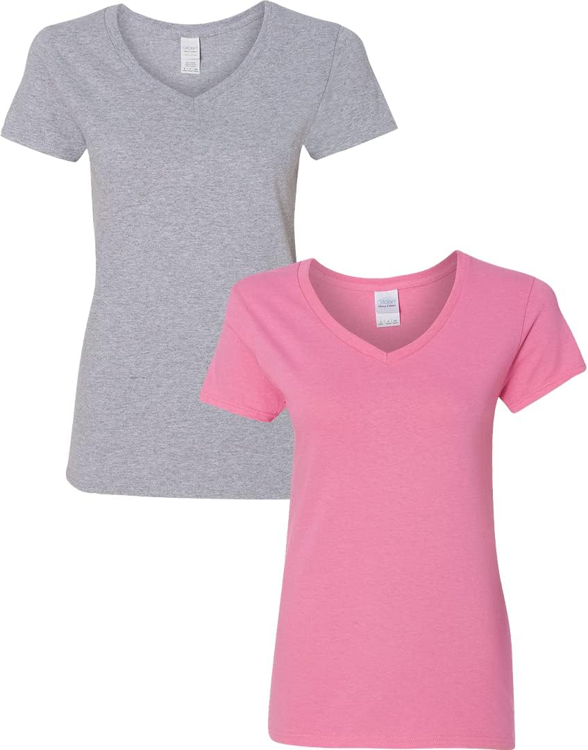 Gildan V-Neck Cotton Tee Duo for Women