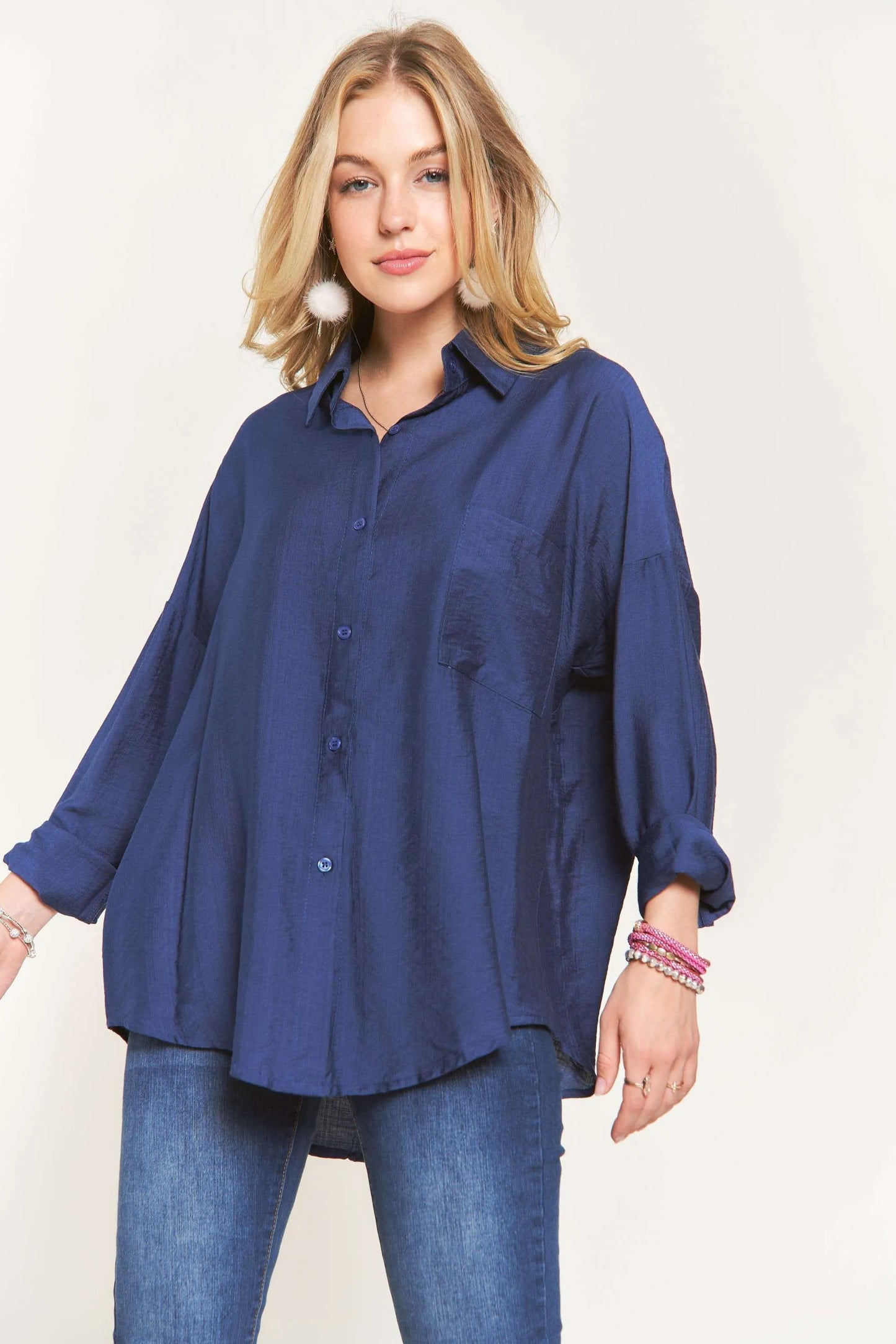 ADORA Button Down Linen Shirt - Premium Women's Down Shirt Tops from Trendsi - Just $40.02! Shop now at Handbags Specialist Headquarter