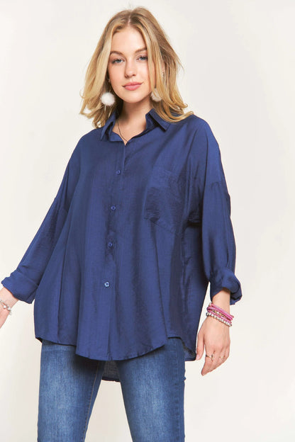 ADORA Button Down Linen Shirt - Premium Women's Down Shirt Tops from Trendsi - Just $40.02! Shop now at Handbags Specialist Headquarter