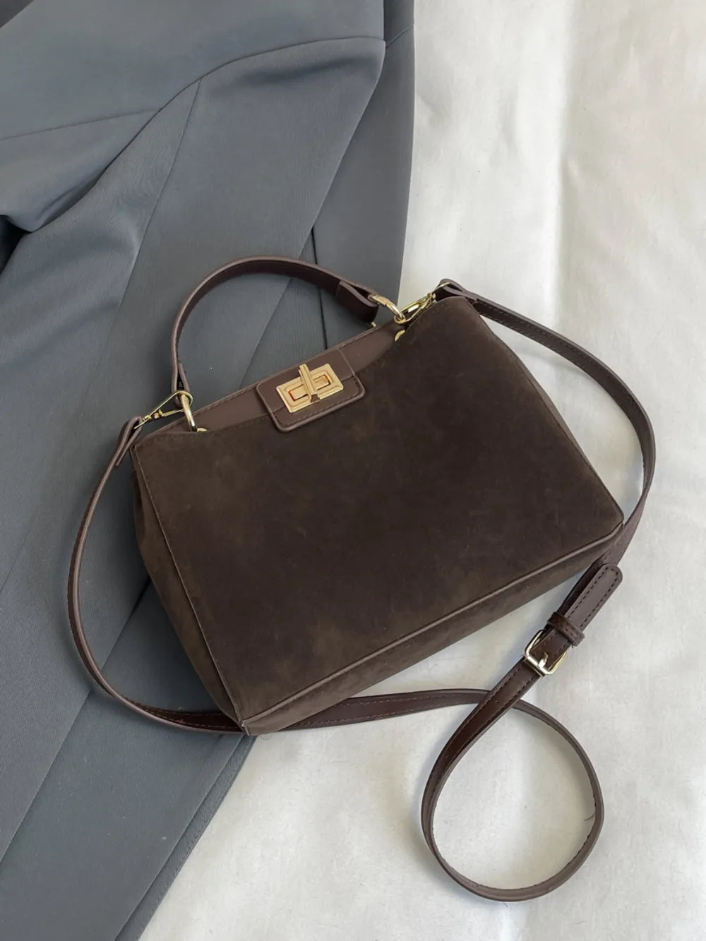 Solid Color Handbag with Removable Strap - Premium handbags from Trendsi - Just $33.99! Shop now at Handbags Specialist Headquarter