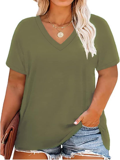 Floral V-Neck Plus Size Tunic Tops for Women