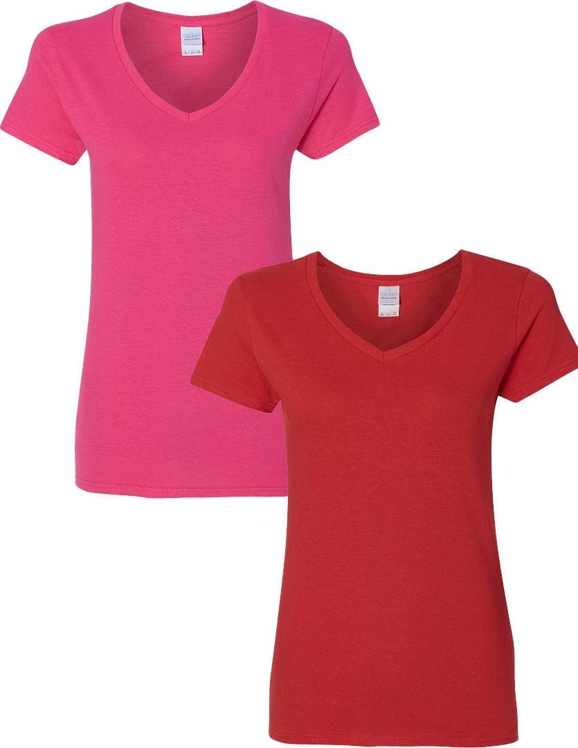 Gildan V-Neck Cotton Tee Duo for Women