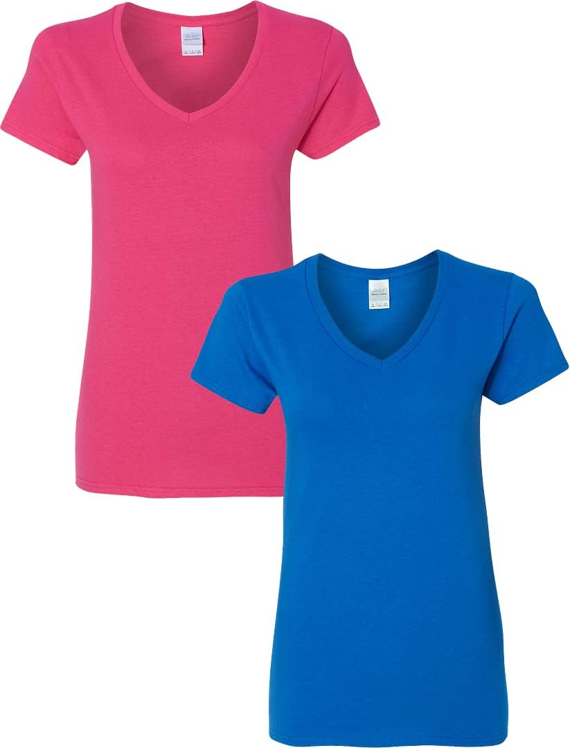 Gildan V-Neck Cotton Tee Duo for Women