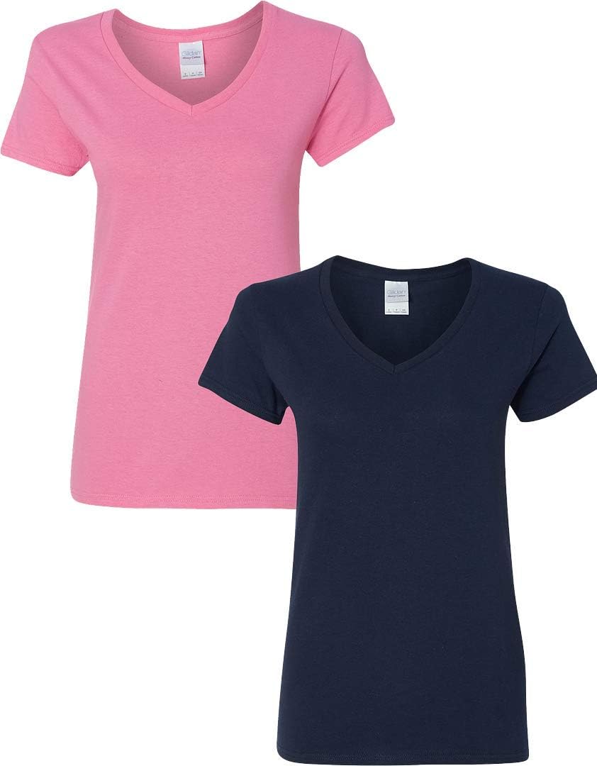 Gildan V-Neck Cotton Tee Duo for Women
