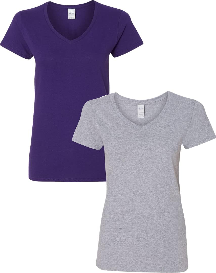 Gildan V-Neck Cotton Tee Duo for Women