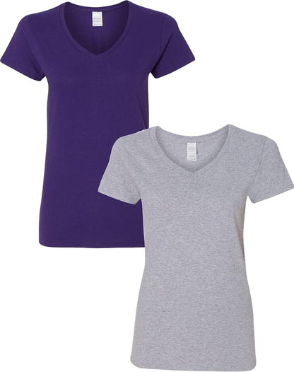 Gildan V-Neck Cotton Tee Duo for Women