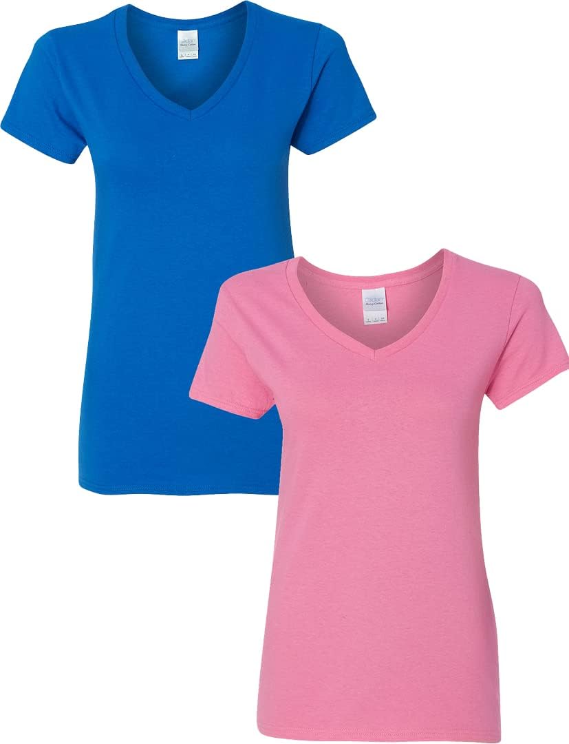 Gildan V-Neck Cotton Tee Duo for Women