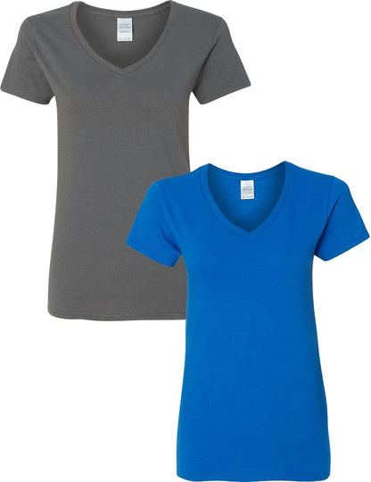 Gildan V-Neck Cotton Tee Duo for Women