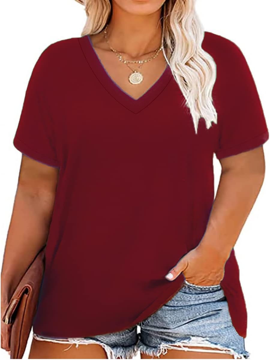 Floral V-Neck Plus Size Tunic Tops for Women