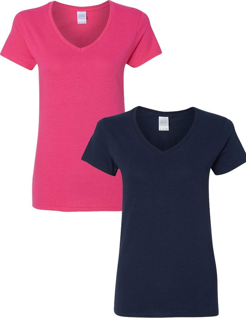 Gildan V-Neck Cotton Tee Duo for Women