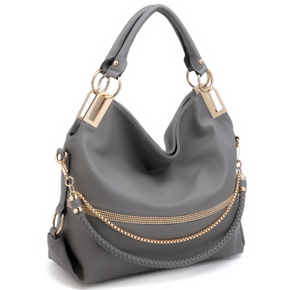 Dasein Luxe Vegan Hobo Bag with Rhinestones