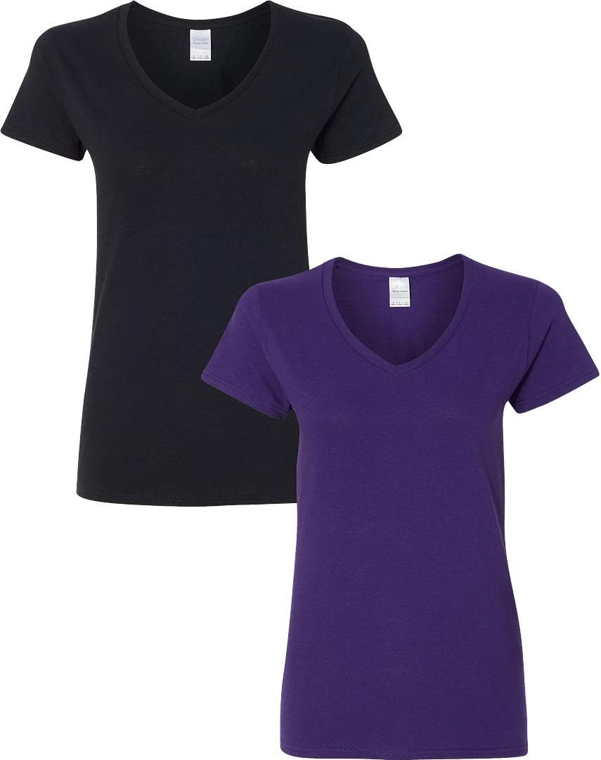 Gildan V-Neck Cotton Tee Duo for Women