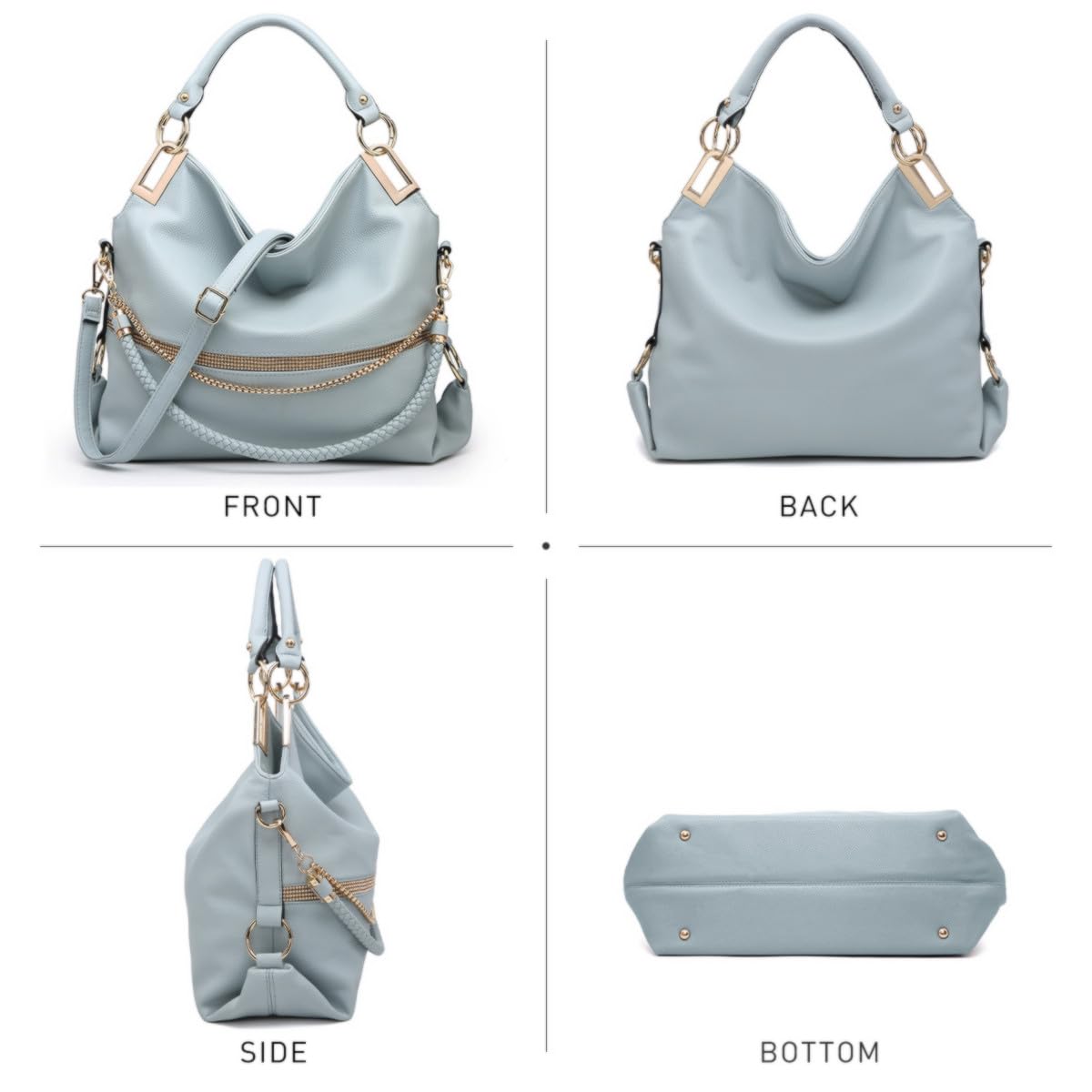 Dasein Luxe Vegan Hobo Bag with Rhinestones