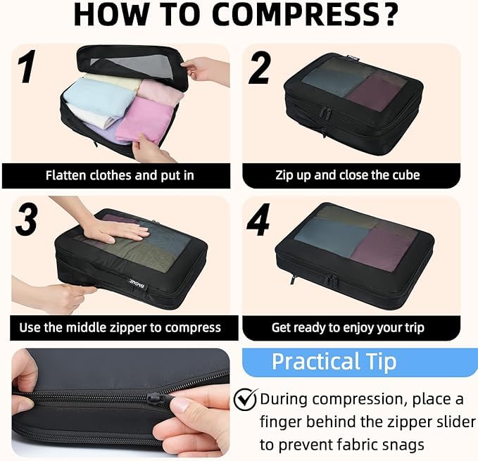 BAGAIL Expandable Travel Compression Cubes Set