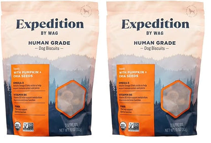 Wag Expedition Pumpkin Chia Dog Treats, Organic Biscuits