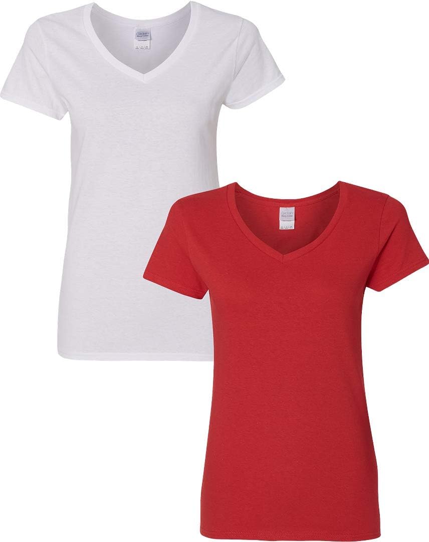Gildan V-Neck Cotton Tee Duo for Women