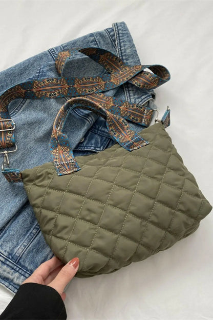 Bubble Textured Printed Strap Handbag.