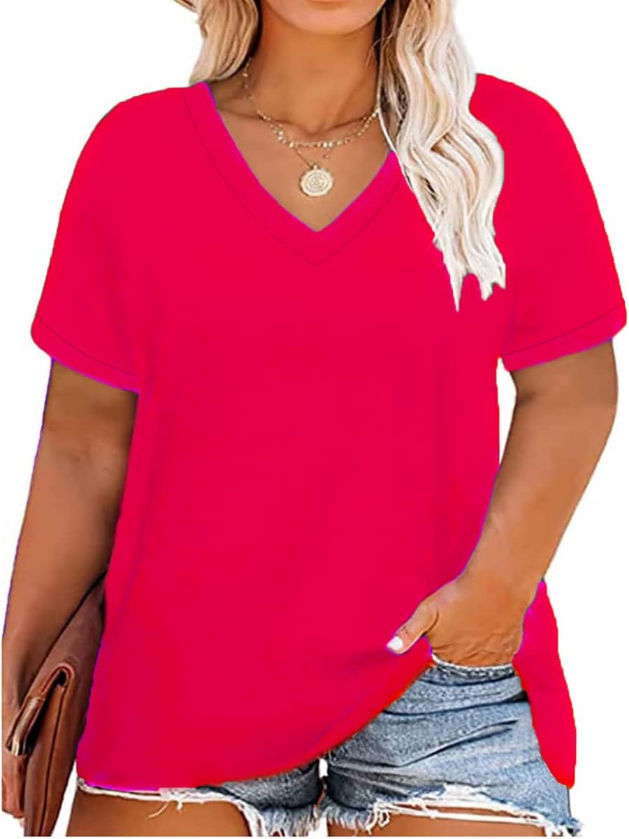 Floral V-Neck Plus Size Tunic Tops for Women
