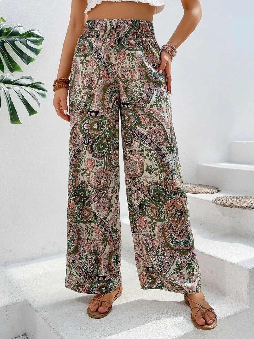 Printed Wide Leg Pants - Premium Women Pants from Trendsi - Just $27.99! Shop now at Handbags Specialist Headquarter