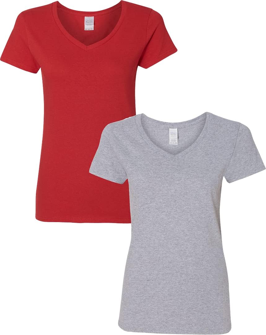 Gildan V-Neck Cotton Tee Duo for Women