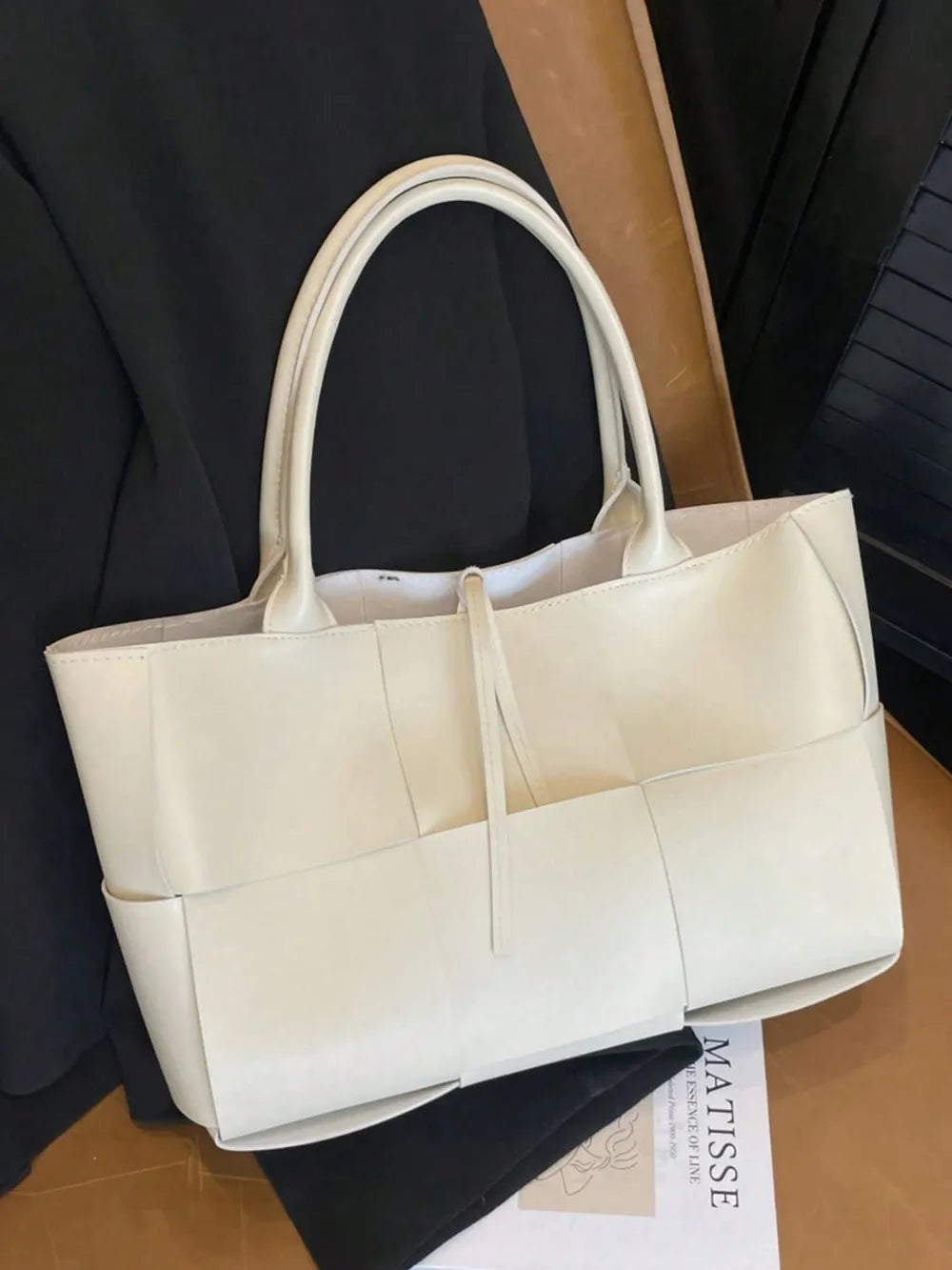 PU Leather Woven Handbag and Clutch Set - Premium handbags from Trendsi - Just $21.99! Shop now at Handbags Specialist Headquarter