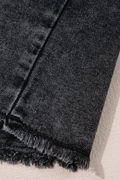 Short Sleeve Flap Pocket Button Up Raw Hem Denim Shirt - Premium Women / Jeans & Denim from Trendsi - Just $47.70! Shop now at Handbags Specialist Headquarter